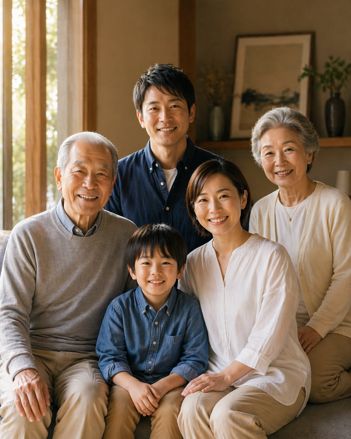 三世代の日本家族
